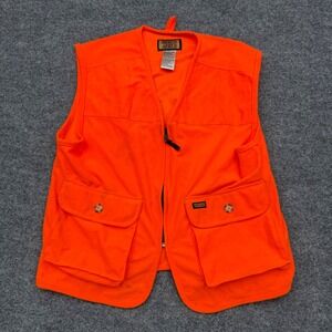 Sports Afield Men Blaze Orange Hunting Vest Size M Full Zip Fleece Utility 43089